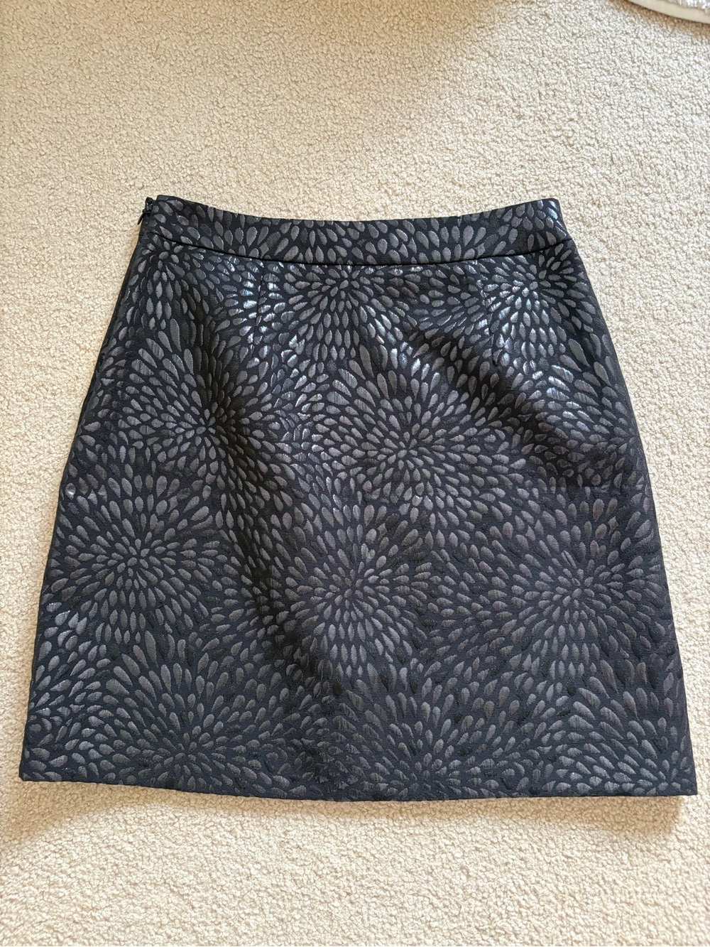 Structured Black Floral Jacquard Skirt
